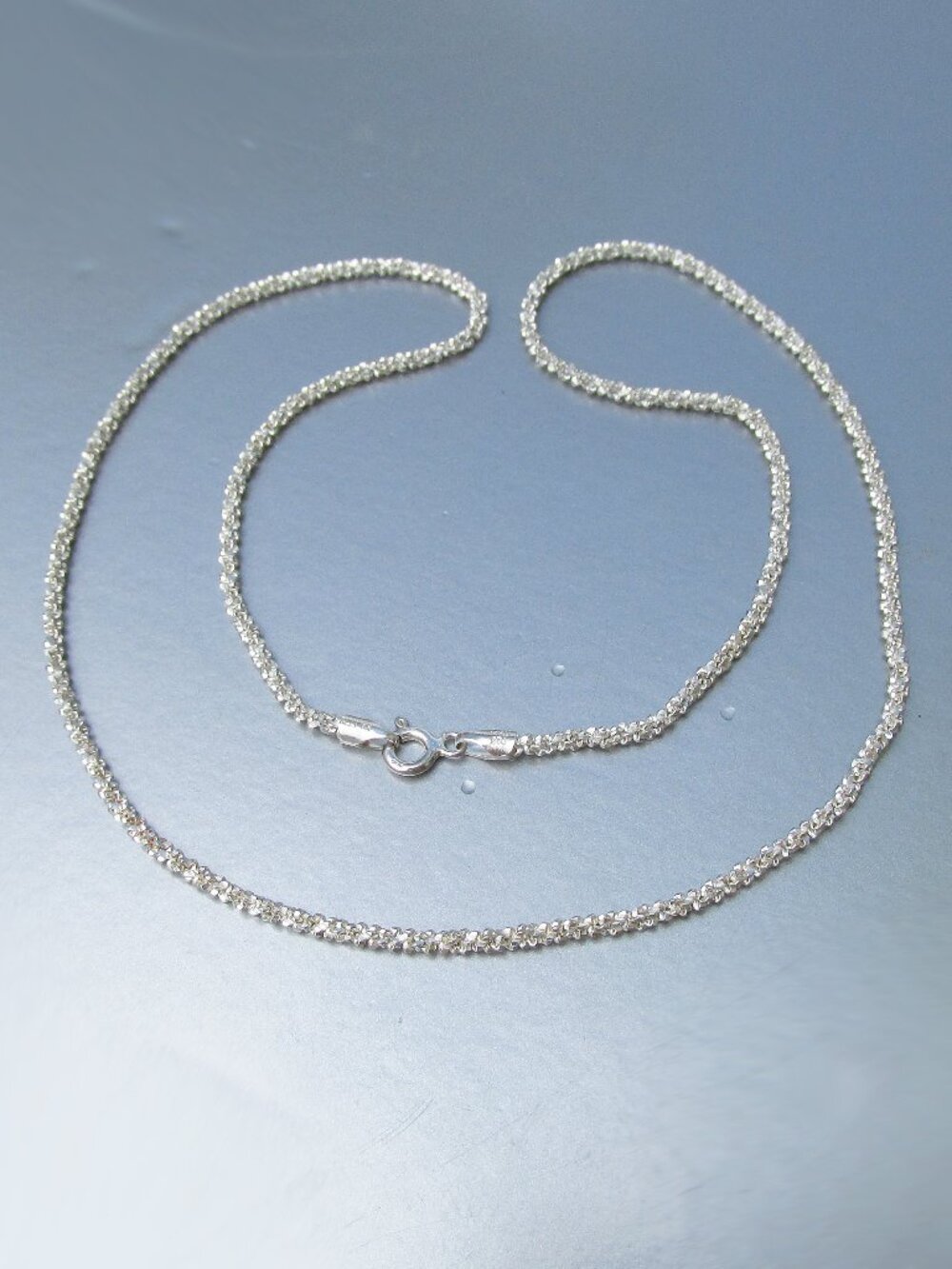 Signed KARIZIA SPA Sterling Silver Flat Top Popcorn Link Chain Necklace 18"